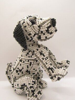 Hand-Beaded Wire Wrap Dog Figurine